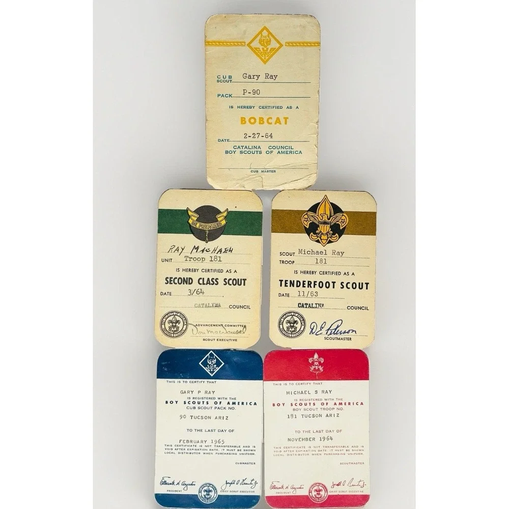 Vintage 1963-1965 Boy Scouts BSA Wallet Card Lot Catalina Council Tucson AZ